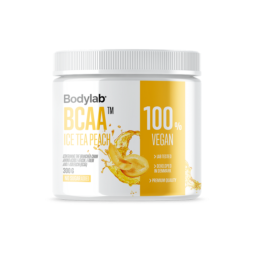 Bodylab BCAA Instant 300g Ice Tea Peach – lysegul dåse med BCAA pulver