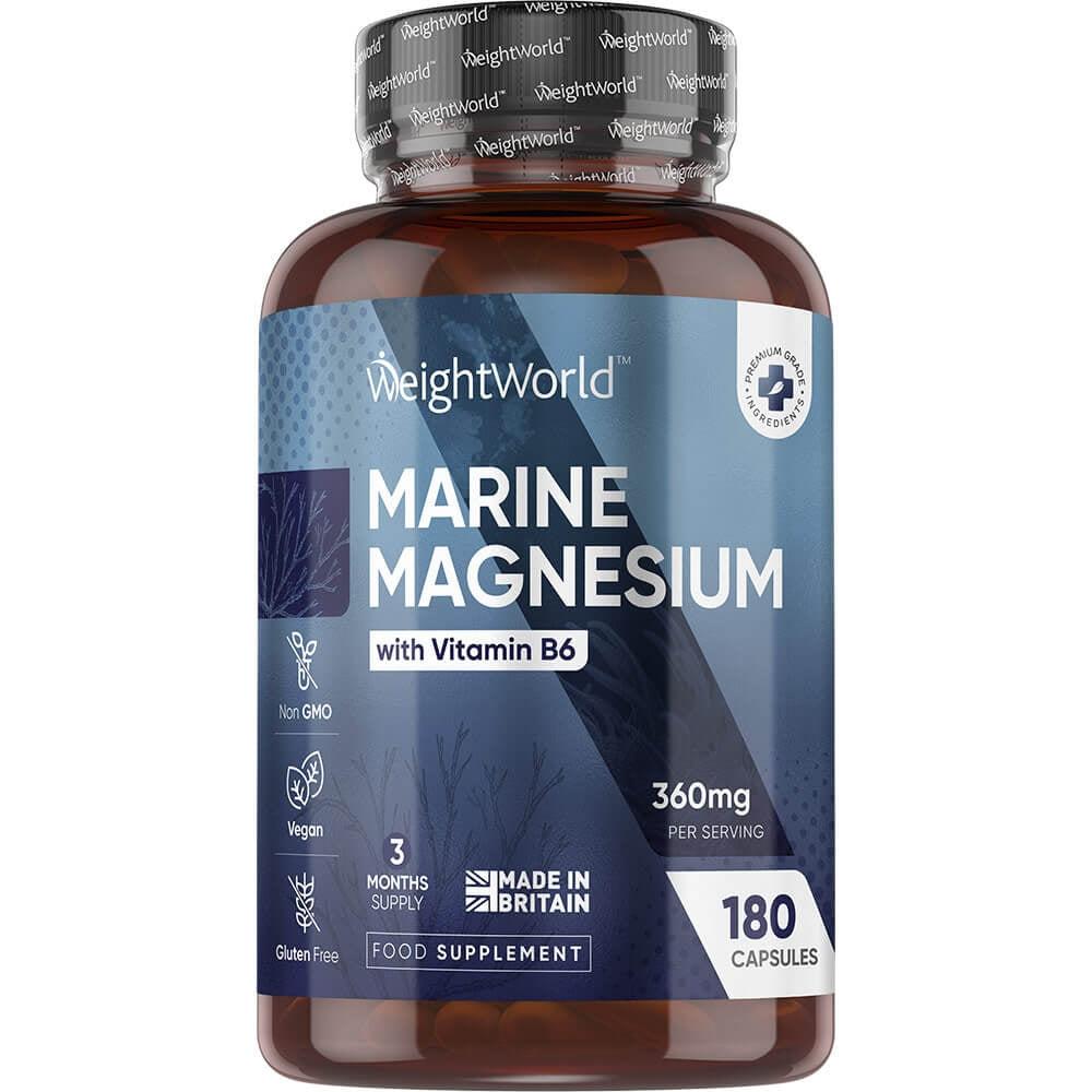 WeightWorld Marine Magnesium + B6-Vitamin beholder med 180 kapsler