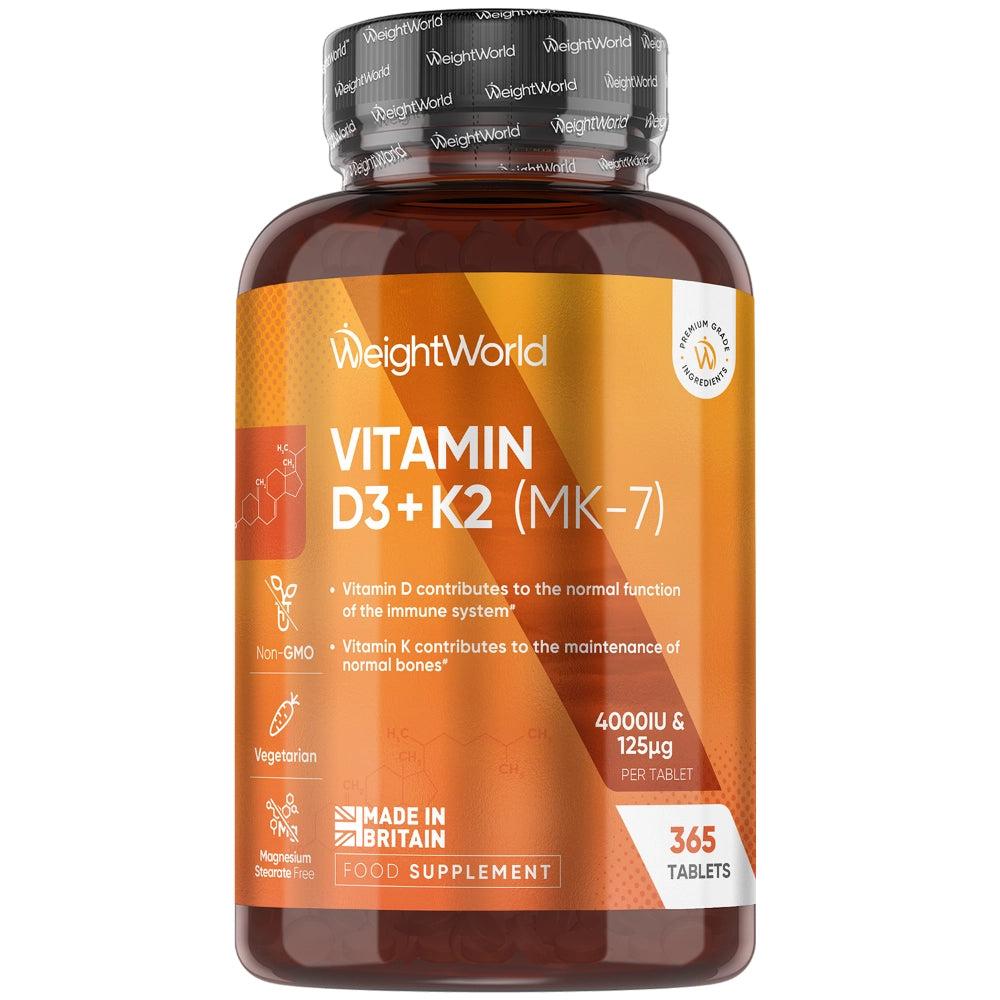 WeightWorld Vitamin D3 + K2 beholder med 365 tabletter
