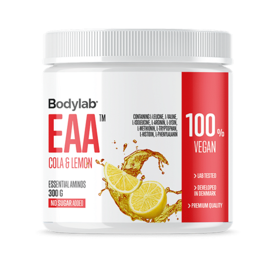 Bodylab EAA 300g Cola Lemon – mørk dåse med EAA aminosyre pulver