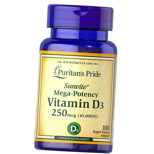 Puritan's Pride Vitamin D3 10000 IU gelkapsler produktbillede