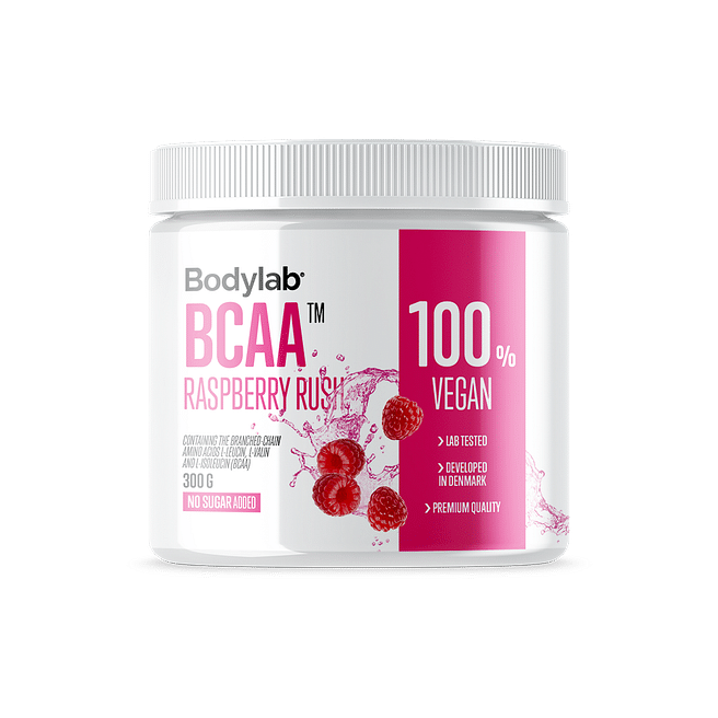Bodylab BCAA Instant 300g Raspberry Rush – lilla dåse med BCAA pulver