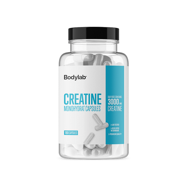 Bodylab Kreatin 180 kapsler boks med kreatinmonohydrat i kapselform