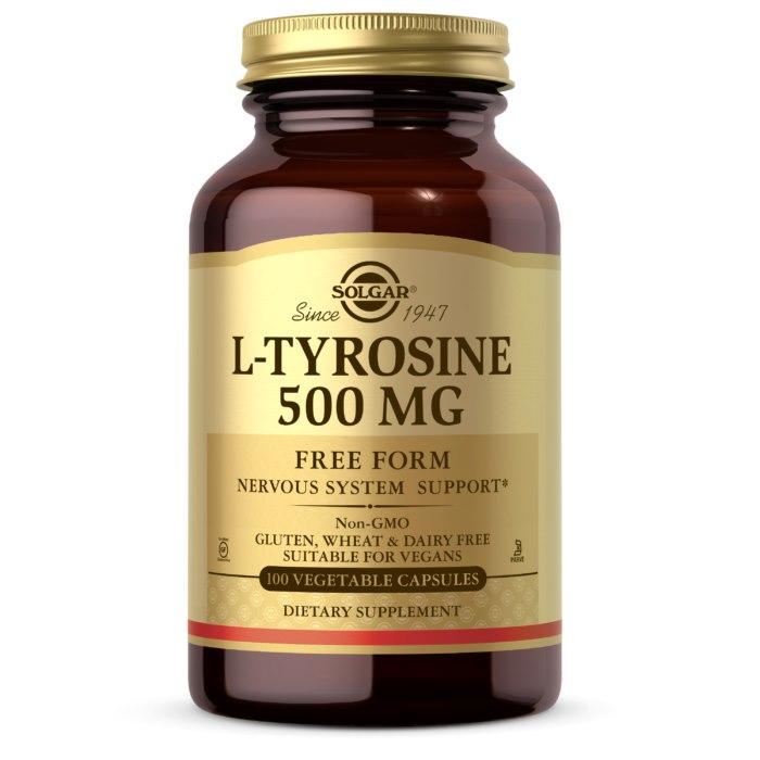 Solgar L-Tyrosine 500 mg 100 kapsler – premium L-tyrosin tilskud